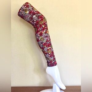 Floral Paisley Leggings - Red, Gold, and Lilac